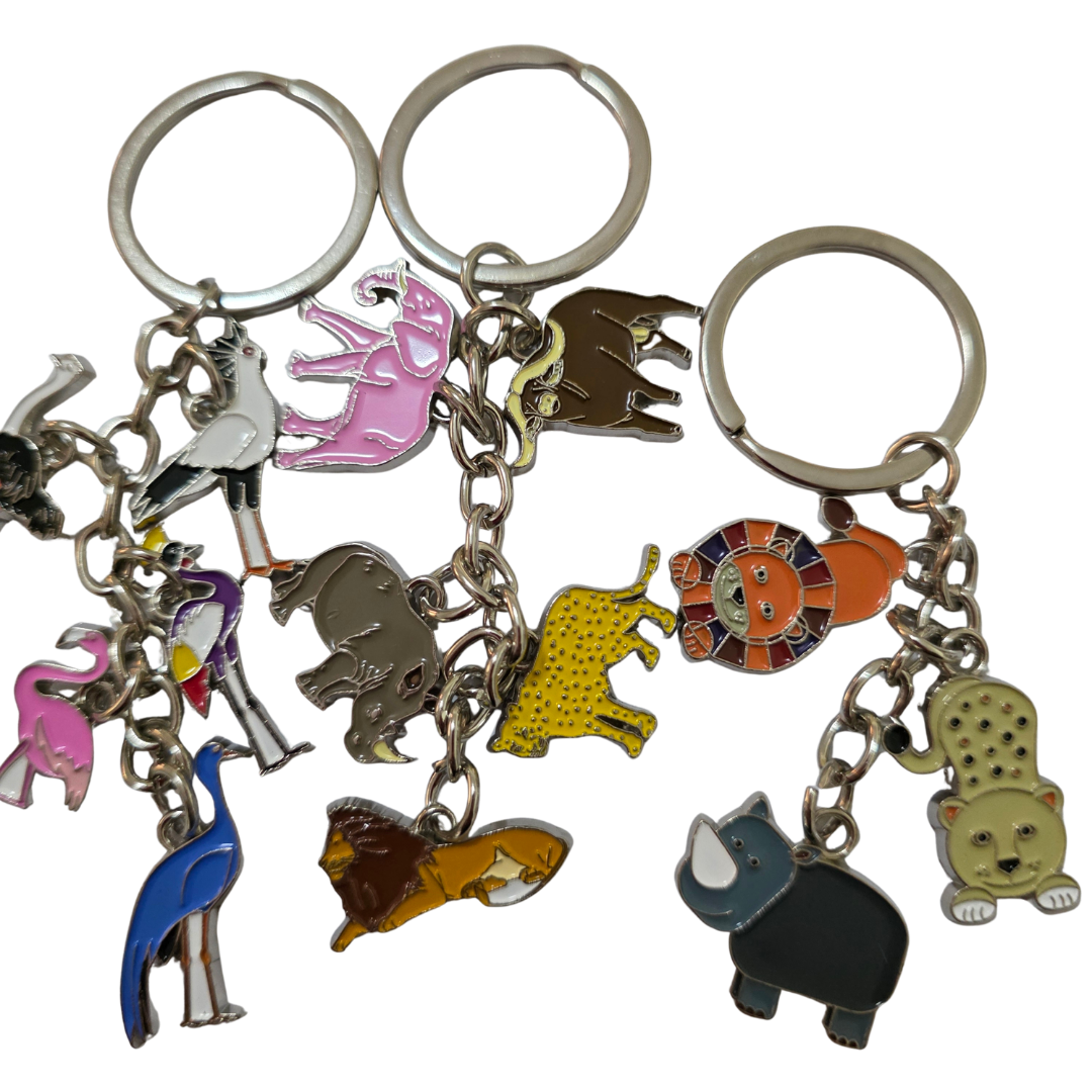 African Animal & Bird Charm Keyrings