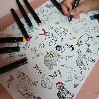 Bushveld Christmas Colouring In Placemats (600 x 300 mm)
