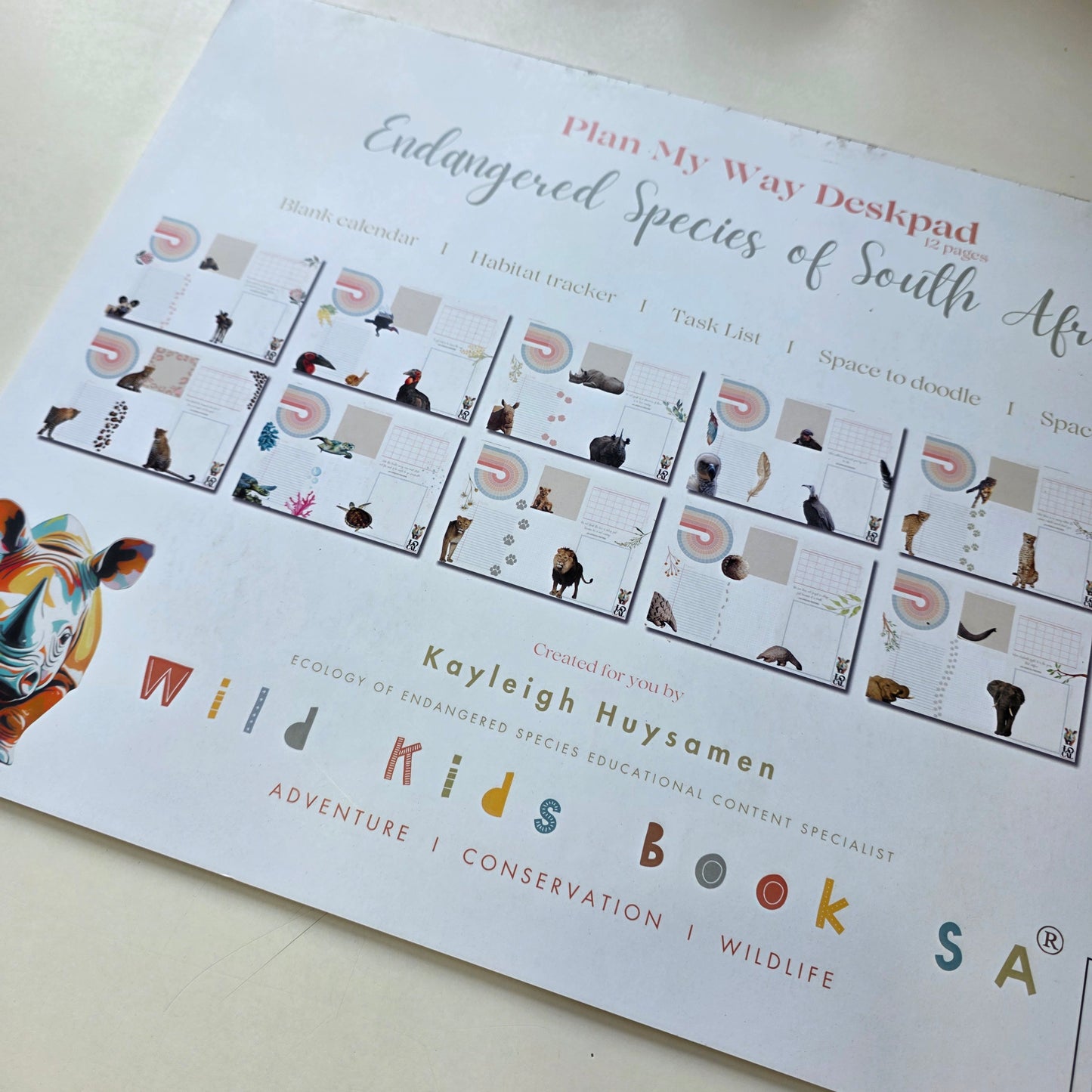 Plan My Way Deskpad Calendar: Endangered Species of South Africa