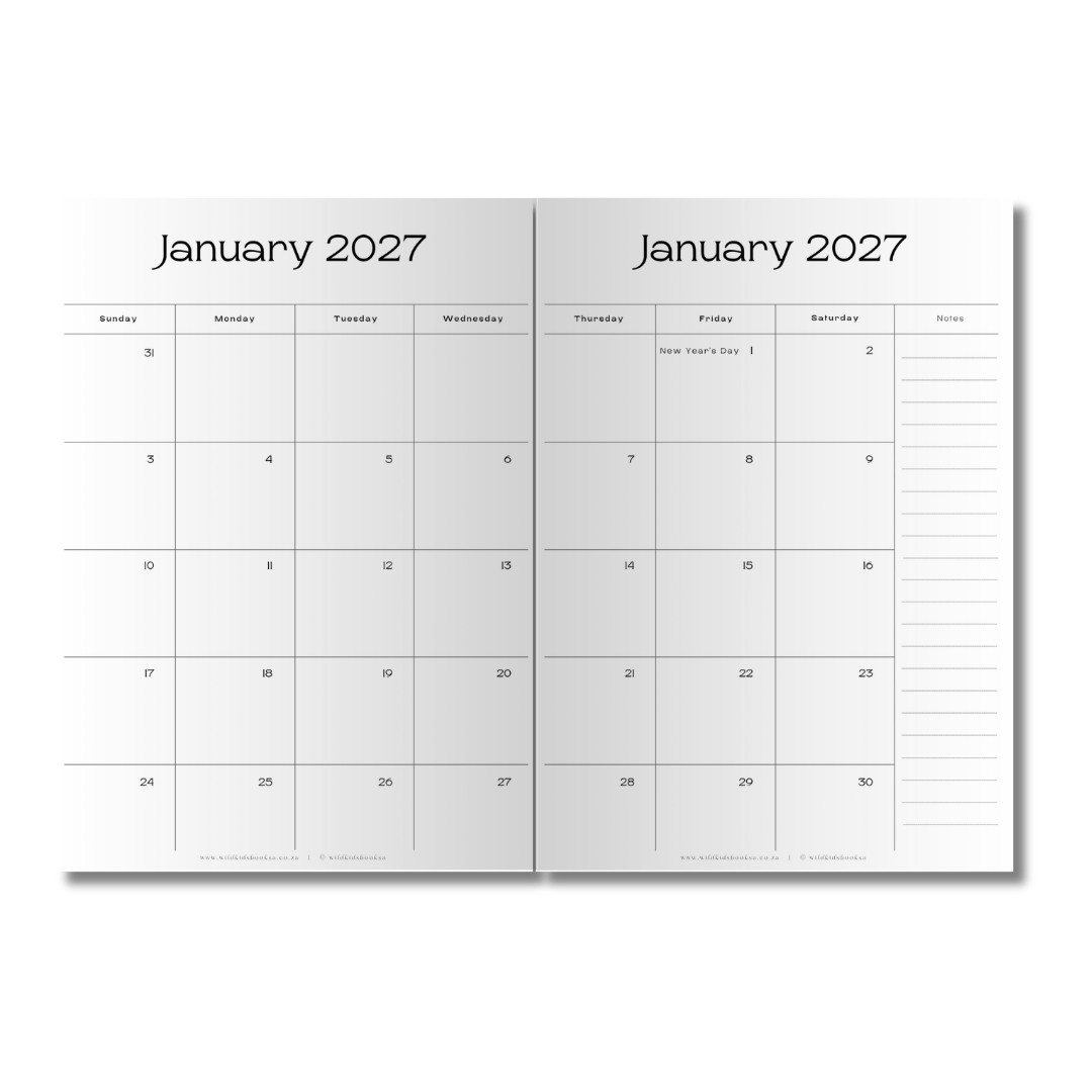 2027 Monthly-view Diary