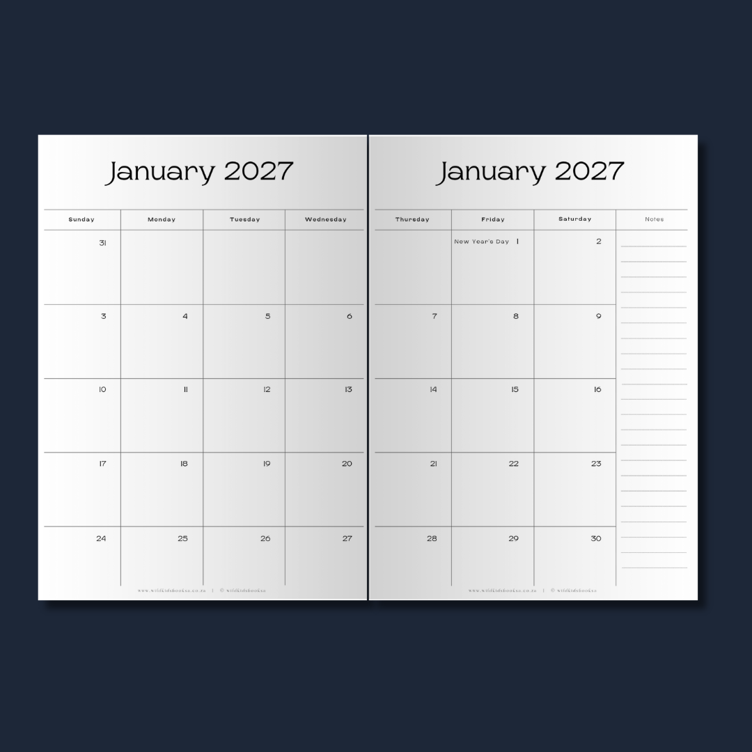 2027 Monthly-view Diary