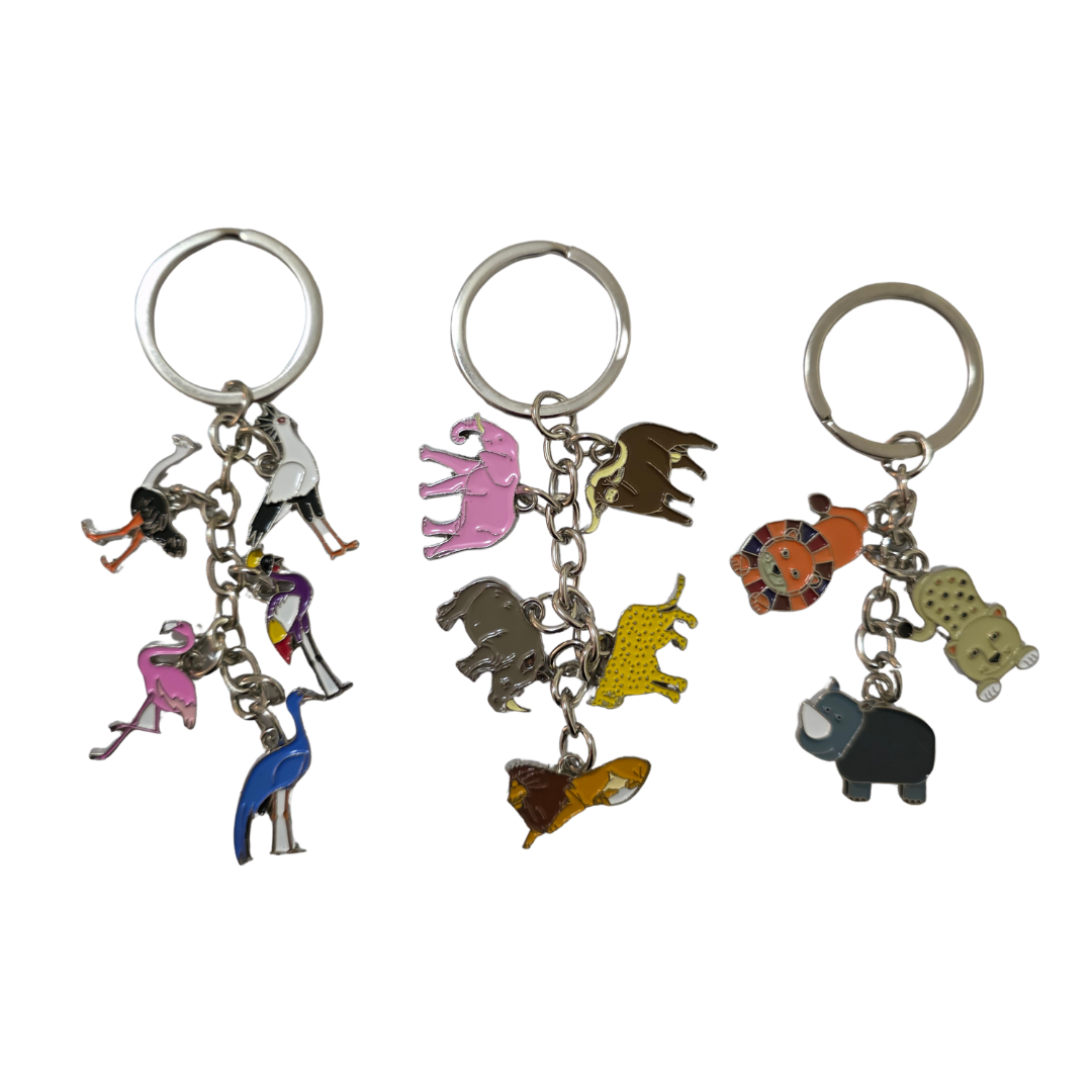 African Animal & Bird Charm Keyrings