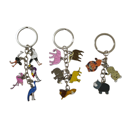 African Animal & Bird Charm Keyrings