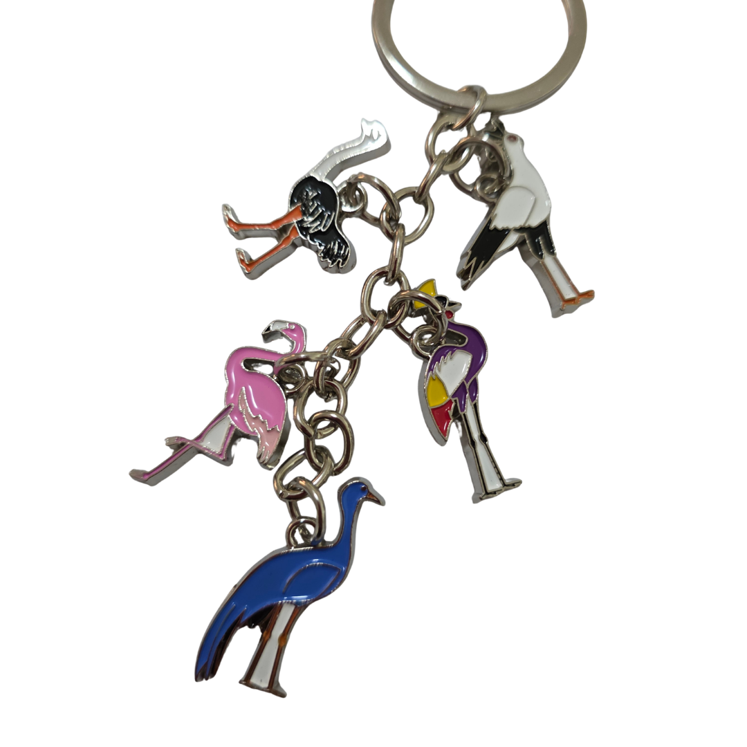 African Animal & Bird Charm Keyrings