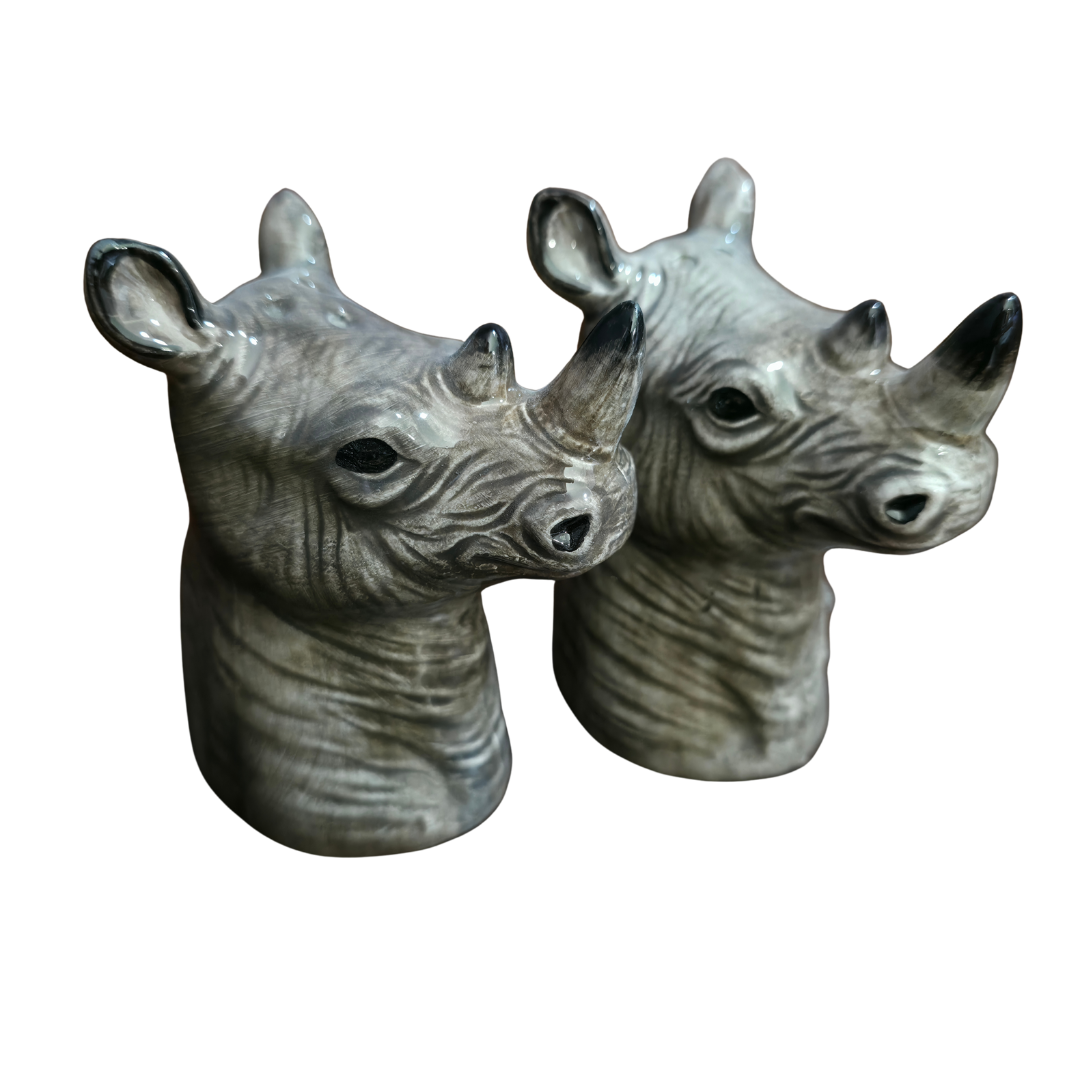 Ceramic Rhino Salt & Pepper Shakers