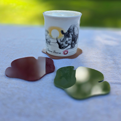 Acrylic Coasters (Black Rhino, White Rhino and Hippo Spoor) Set of 6 different colours