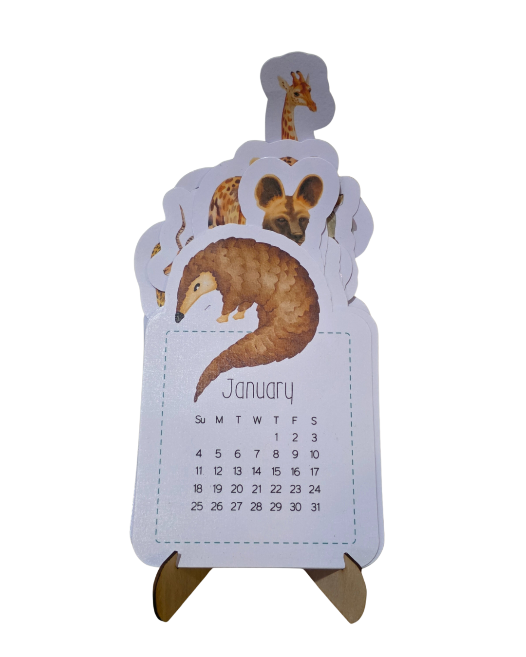 2026 African Animal Desk Calendar on stand
