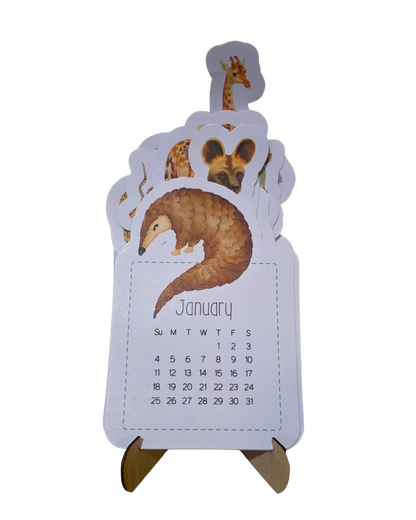 2026 African Animal Desk Calendar on stand