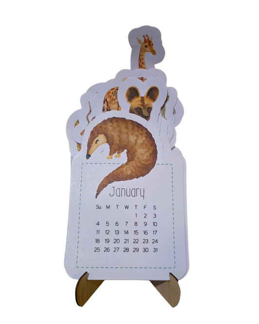 2026 African Animal Desk Calendar on stand