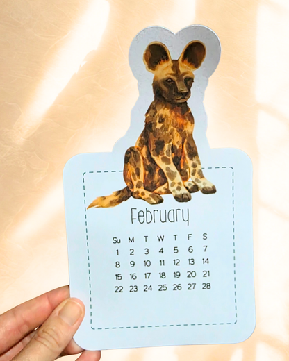 2026 African Animal Desk Calendar on stand