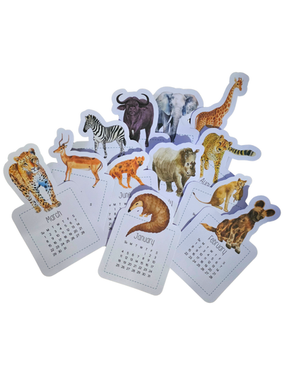 2026 African Animal Desk Calendar on stand